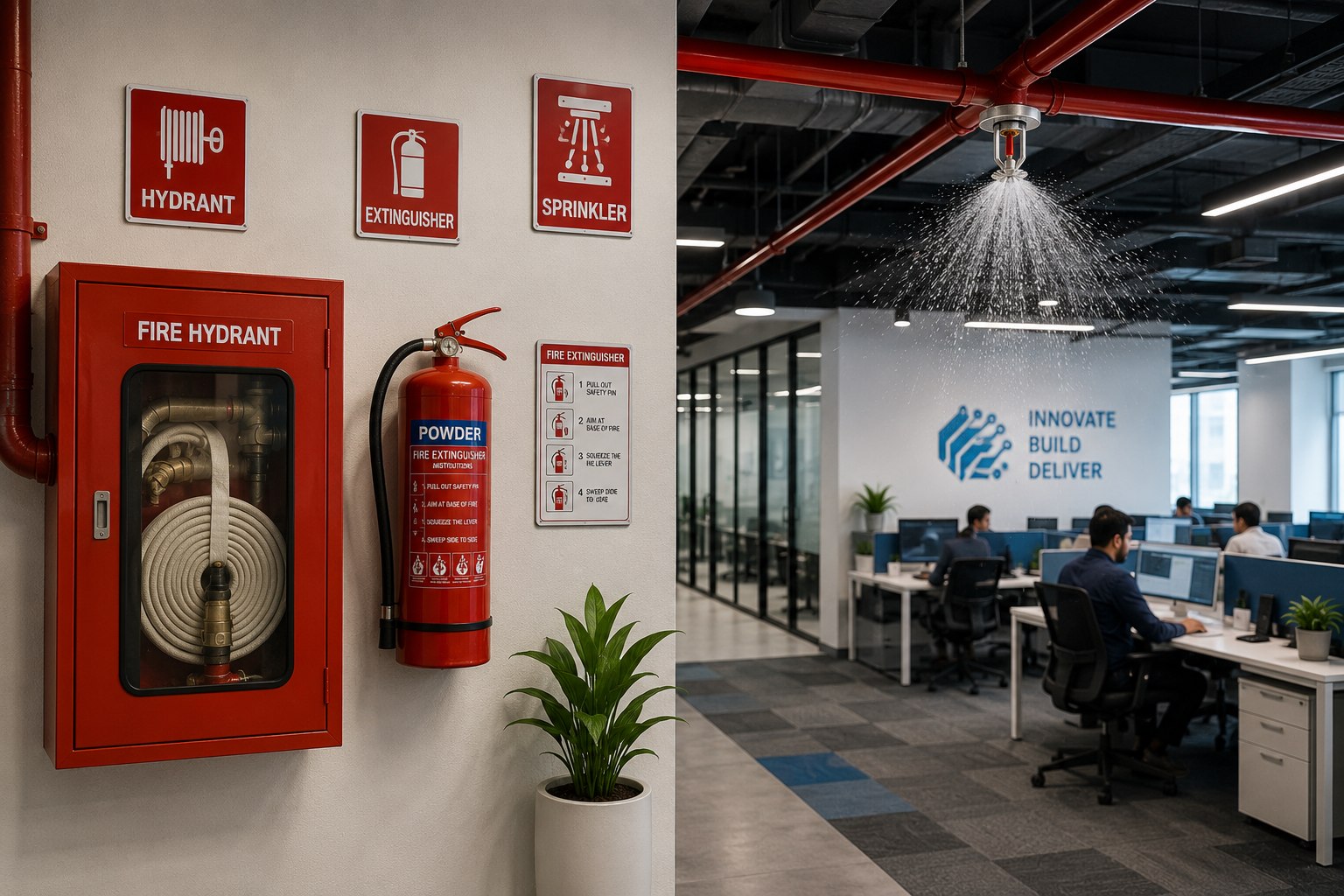 Fire safety equipment installed in technology office