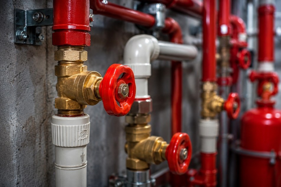 Plumbing pipework and valve installation