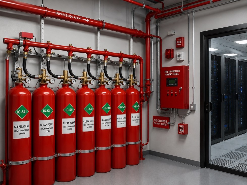 Gas suppression system in server room